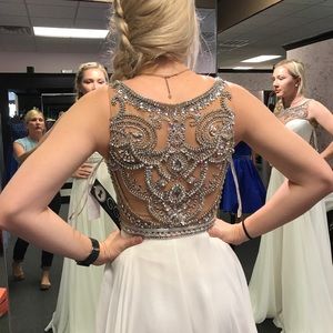 White Breaded Sherri Hill Dress